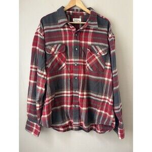 Ruff Hewn Men’s Flannel Shirt Red Gray Plaid XXL NWT Long Sleeve Button Front